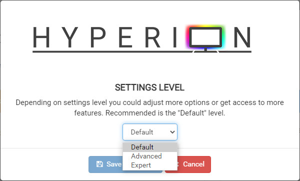 Hyperion Web Configuration - Settings level